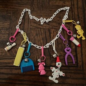 Vintage 80s bell charm necklace (white)